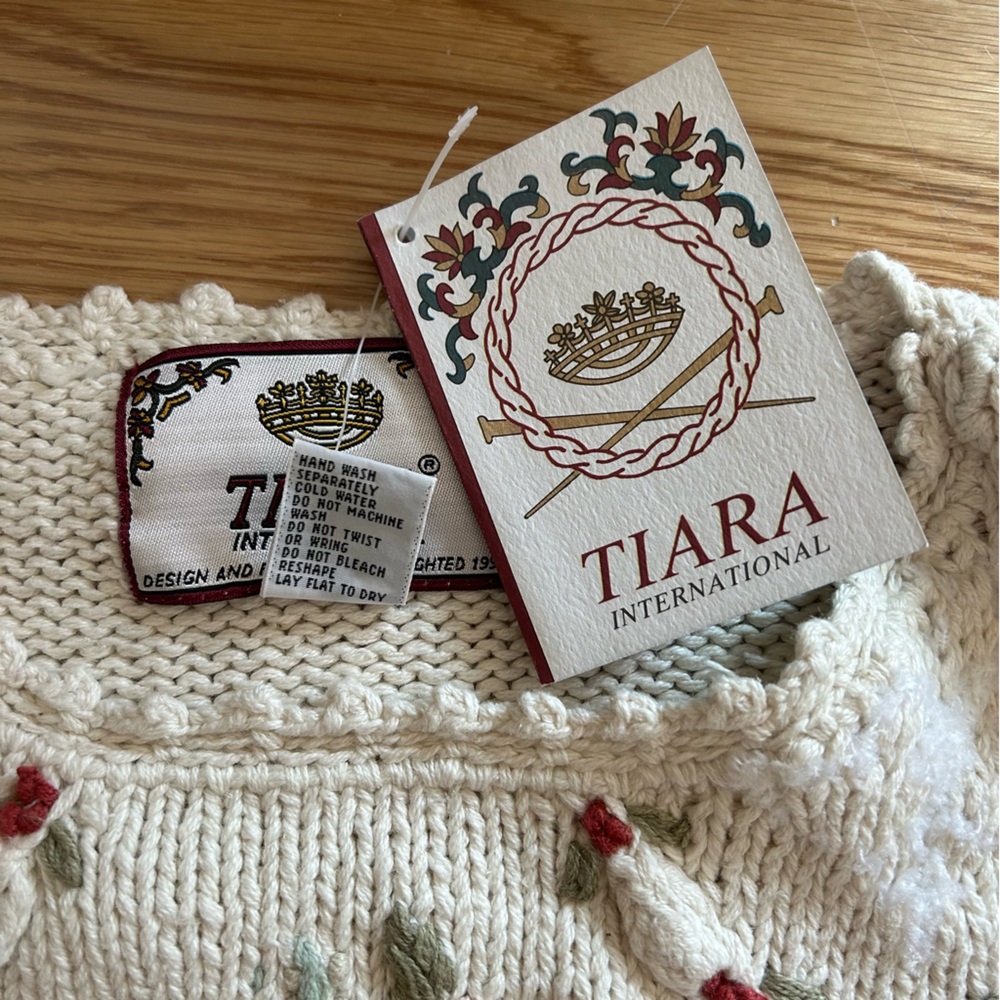 Tiara Women's Floral Knit Sweater - Cream with Multicolor Accents - Picture 4 of 5